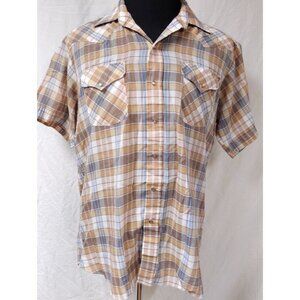 Panhandle Slim Mens 16.5 Beige Plaid Permanently Press Pearl Snap Western Shirt